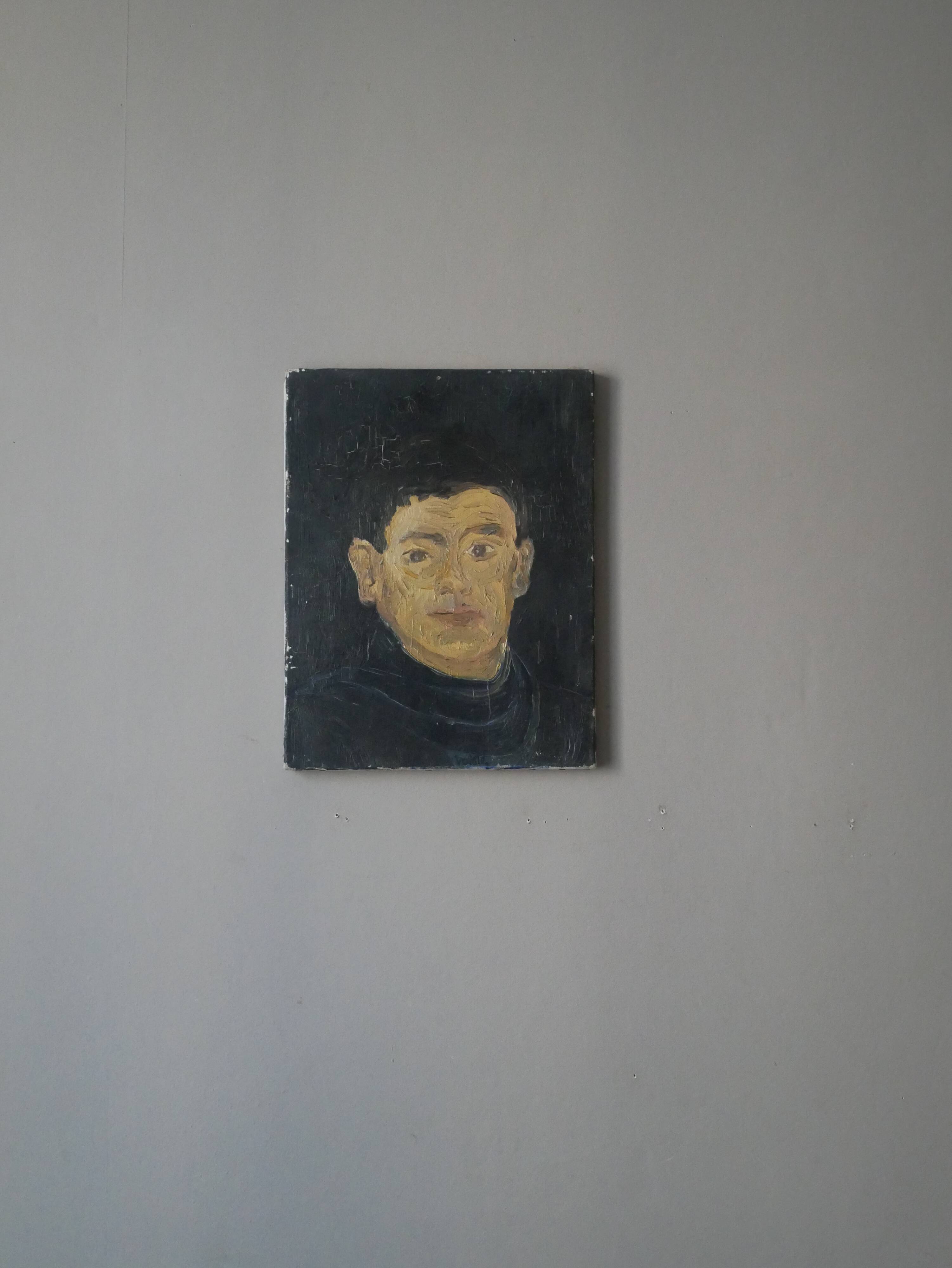 Vintage acrylic portrait on canvas contemporary country decoration