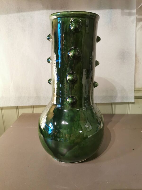 Vase à picots en céramique verte Maroc