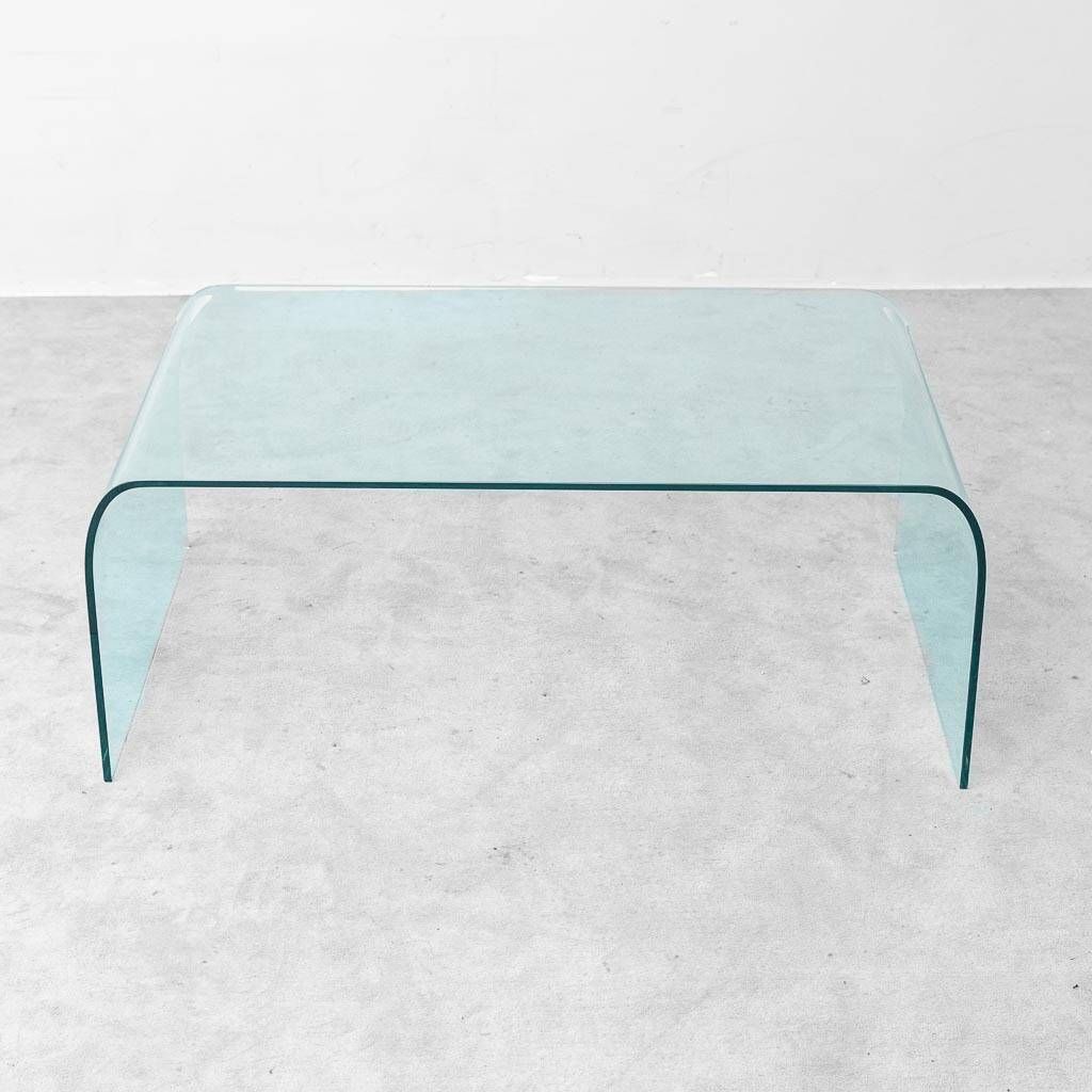 Vintage Fiam Italia coffee table in curved glass minimalist design 1970s