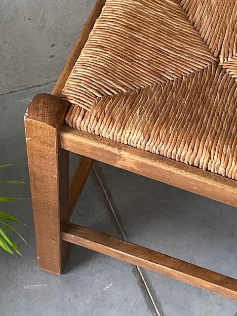 Wooden and straw stool