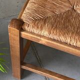 Wooden and straw stool