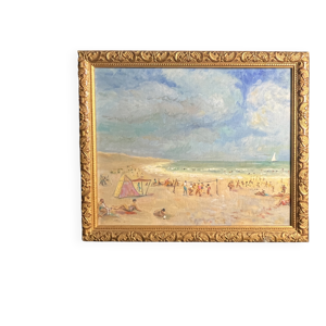 Huile sur toile scène - plage