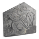 Slate Bas-Relief with Floral Motifs, Signed, 1970s