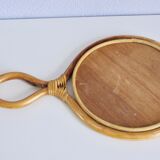Rattan hand mirror 22x38cm