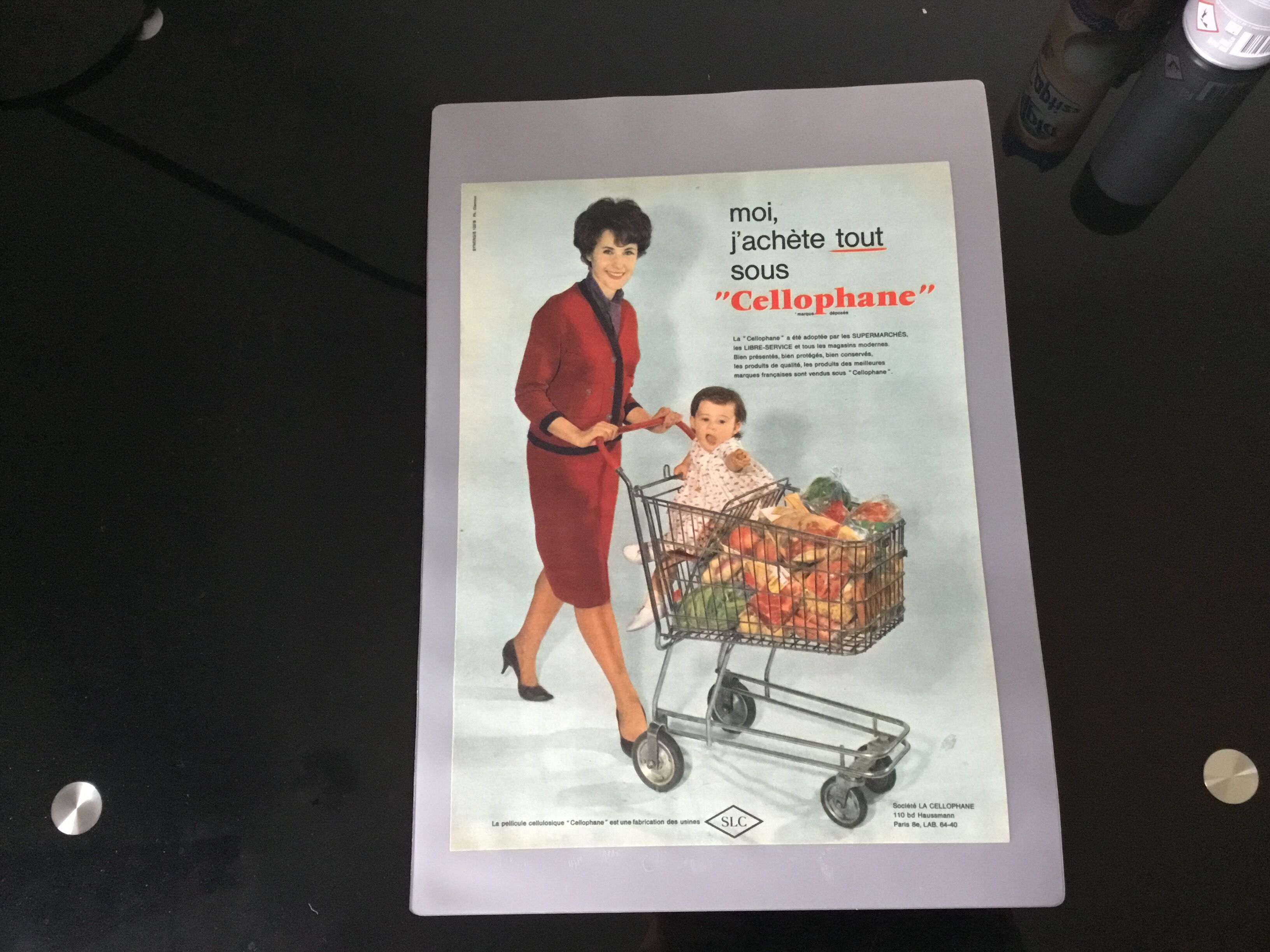 Vintage advertising to frame cellophane