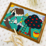 Cadre vintage broderie patchwork handmade