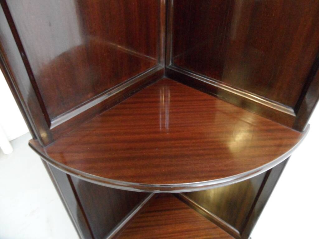 Vintage mahogany corner bookcase 1950's