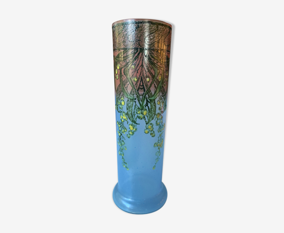Vase art nouveau décore de mimosas signature Leg. ( Théodore LEgras )