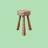 Solid elm tripod stool 1960