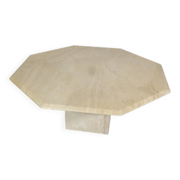 Mid-Century Travertine Coffee Table from Italy, Octagonal, 1970s Design