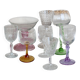 8 mismatched vintage glass and crystal liqueur glasses