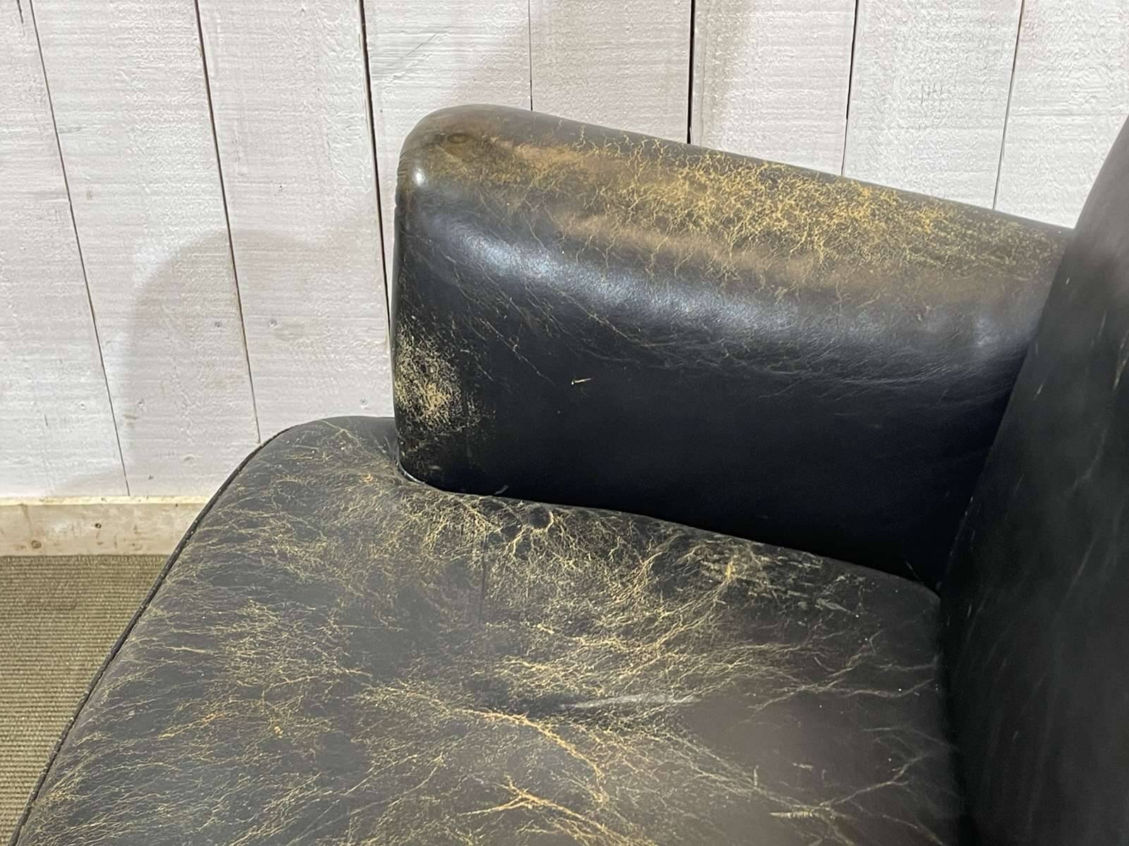 1950s English office chair in leather and imitation leather