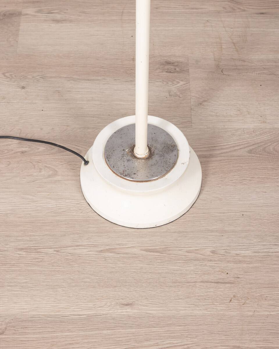 Vintage floor lamp 70s chromed metal and white italian design
