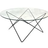 Vintage coffee table in 70s steel wire glass design