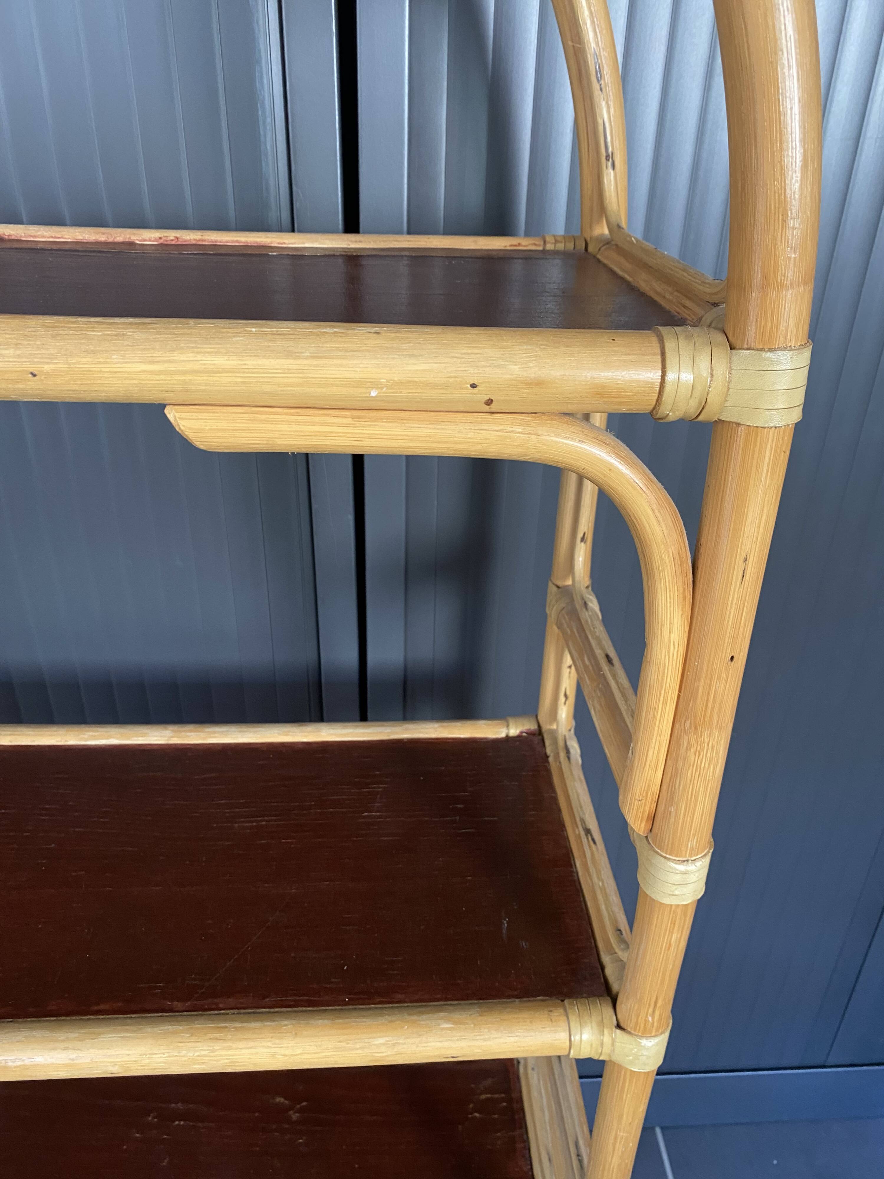 Vintage 1970s rattan bookshelf