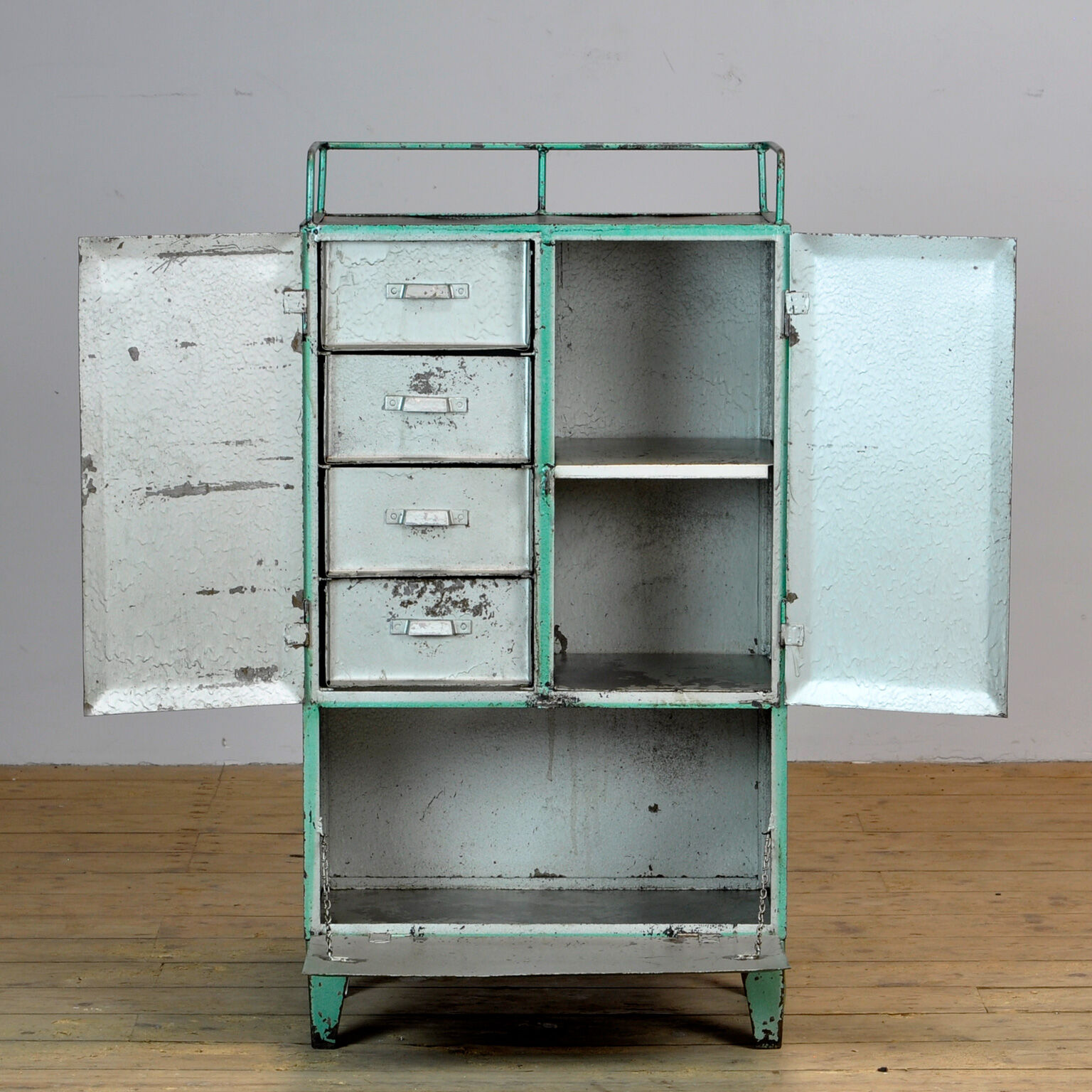 Industrial iron cabinet with 4 drawers, 1960s