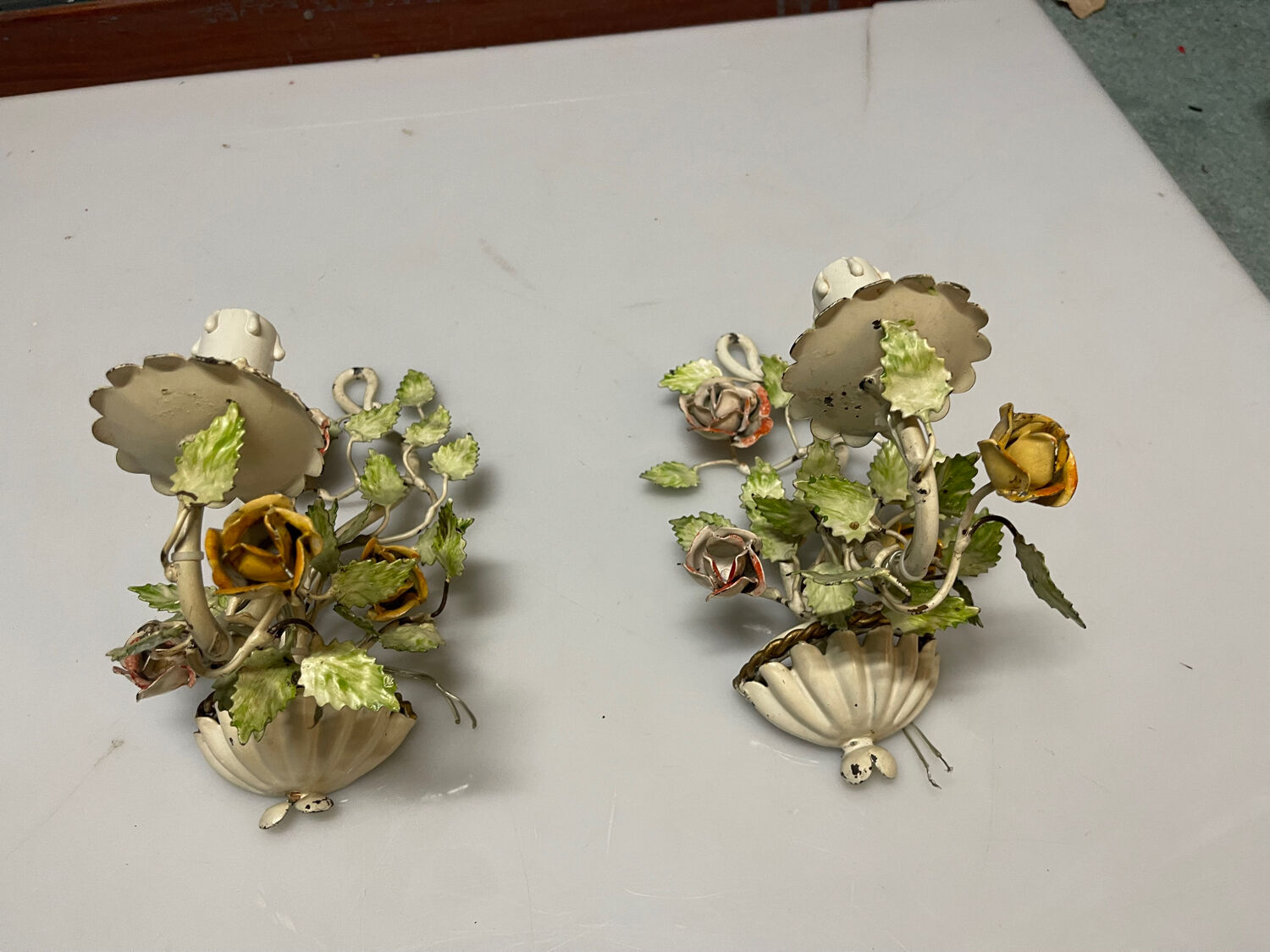 Vintage Tole Flower Sconces Set of 2 1960’s