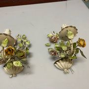 Vintage Tole Flower Sconces Set of 2 1960’s