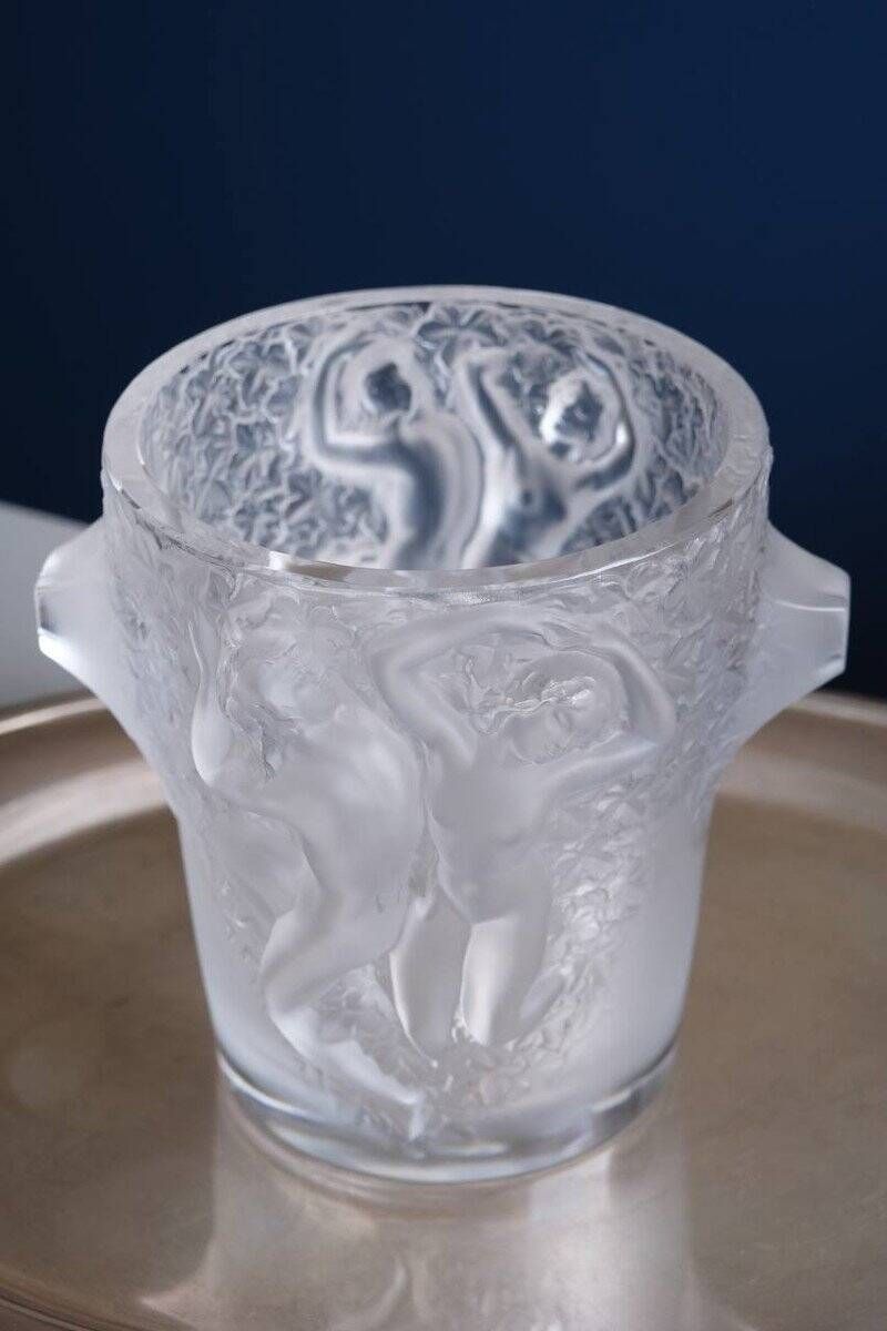 Champagne Bucket “Ganymede” Crystal Vase by Lalique, 20th Century