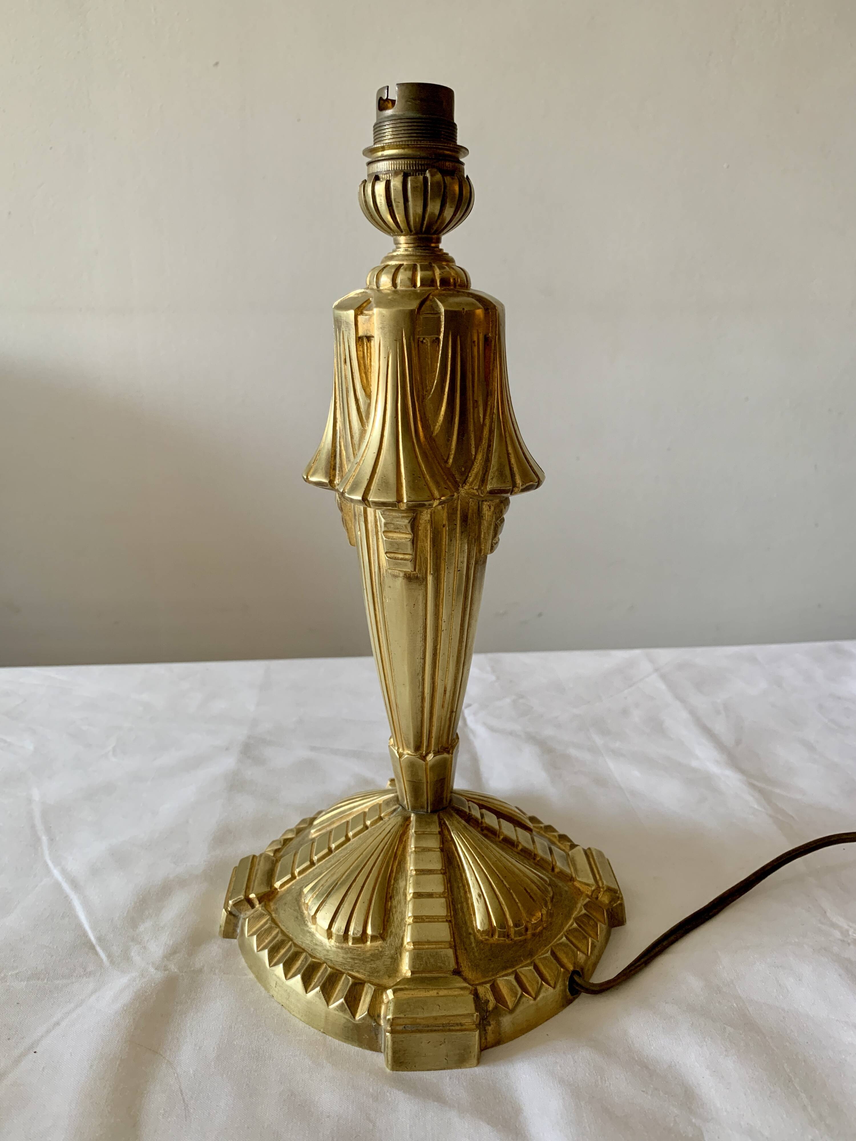 Art Deco gilded bronze lamp base.