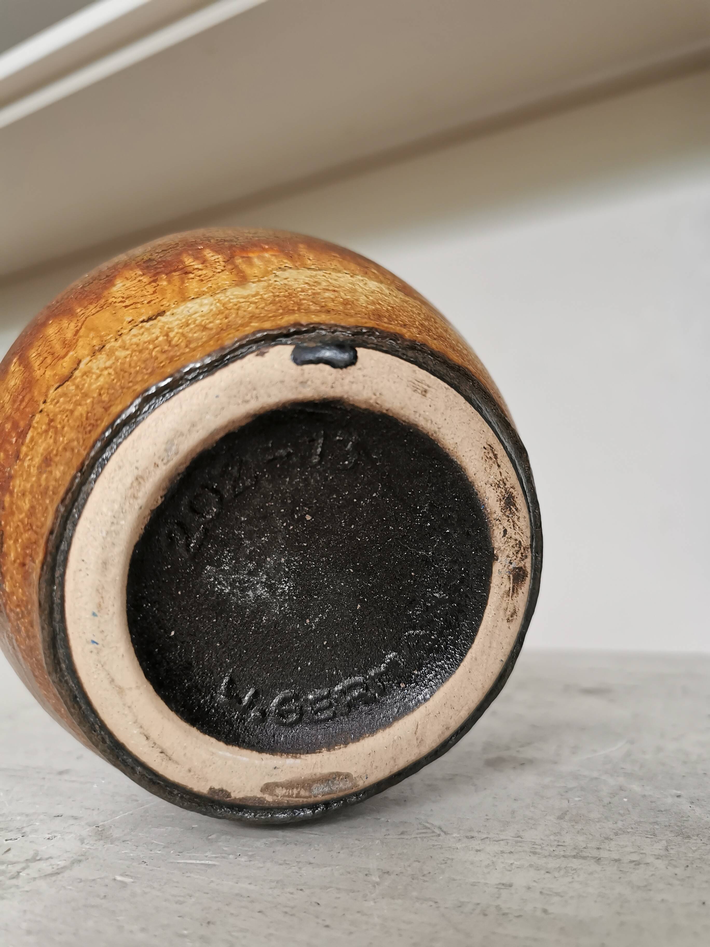 Fat Lava Pottery Vase: Vintage West Germany 202-13, Brown Drip Glaze