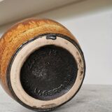 Fat Lava Pottery Vase: Vintage West Germany 202-13, Brown Drip Glaze