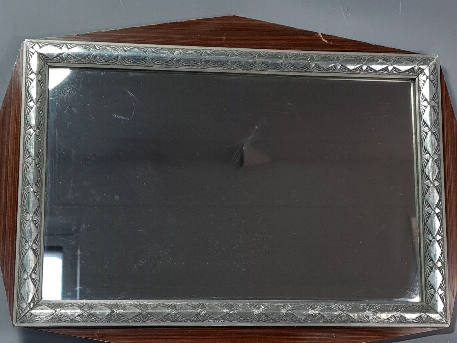 Art-deco mirror frame wood silver stucco 61x43 cm SB