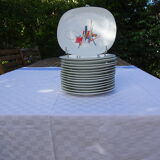 Set of 15 flat porcelain plates of the famous Model Script by Georges Boyer 60's-70's