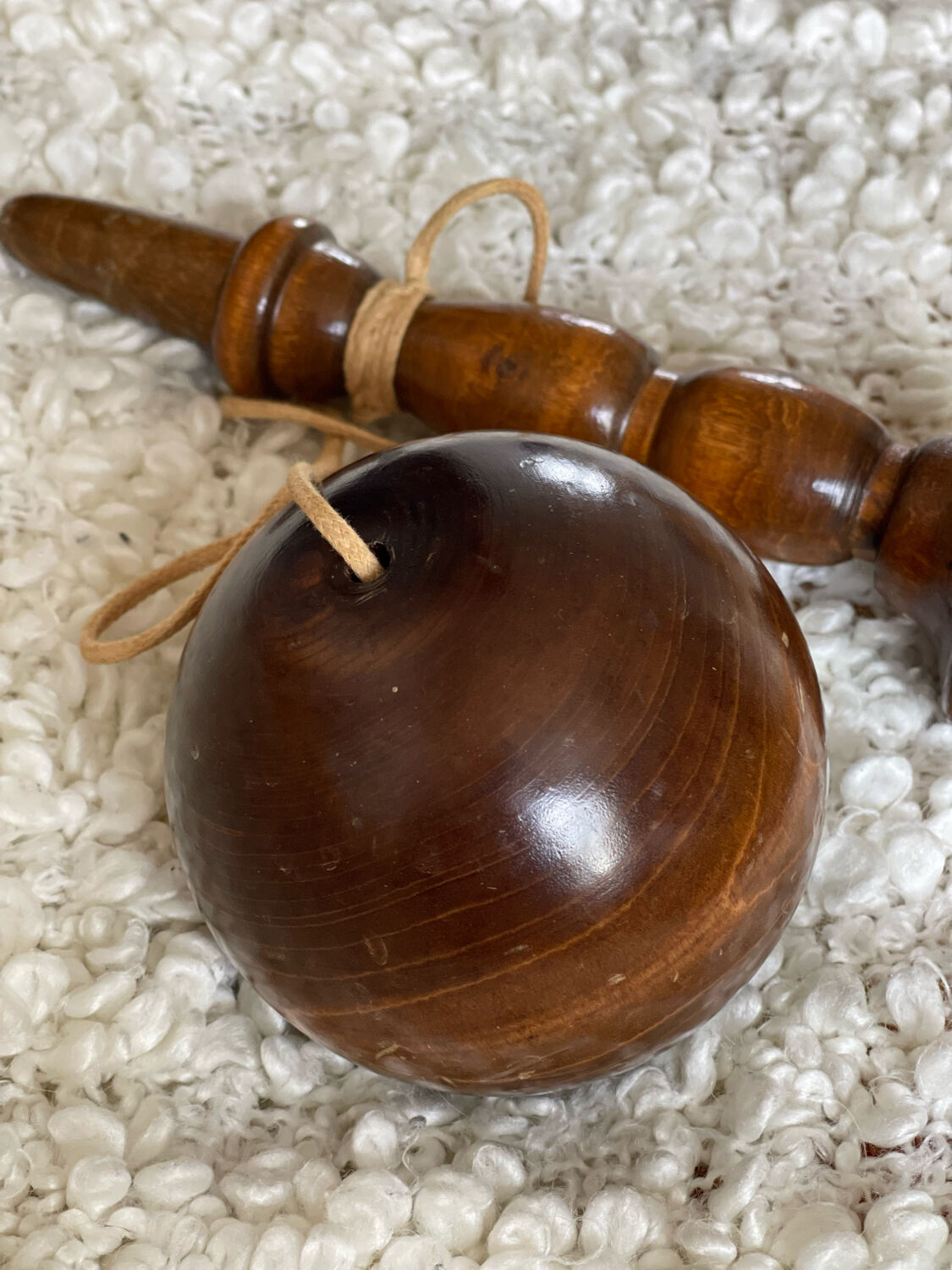 Old bilboquet in turned wood