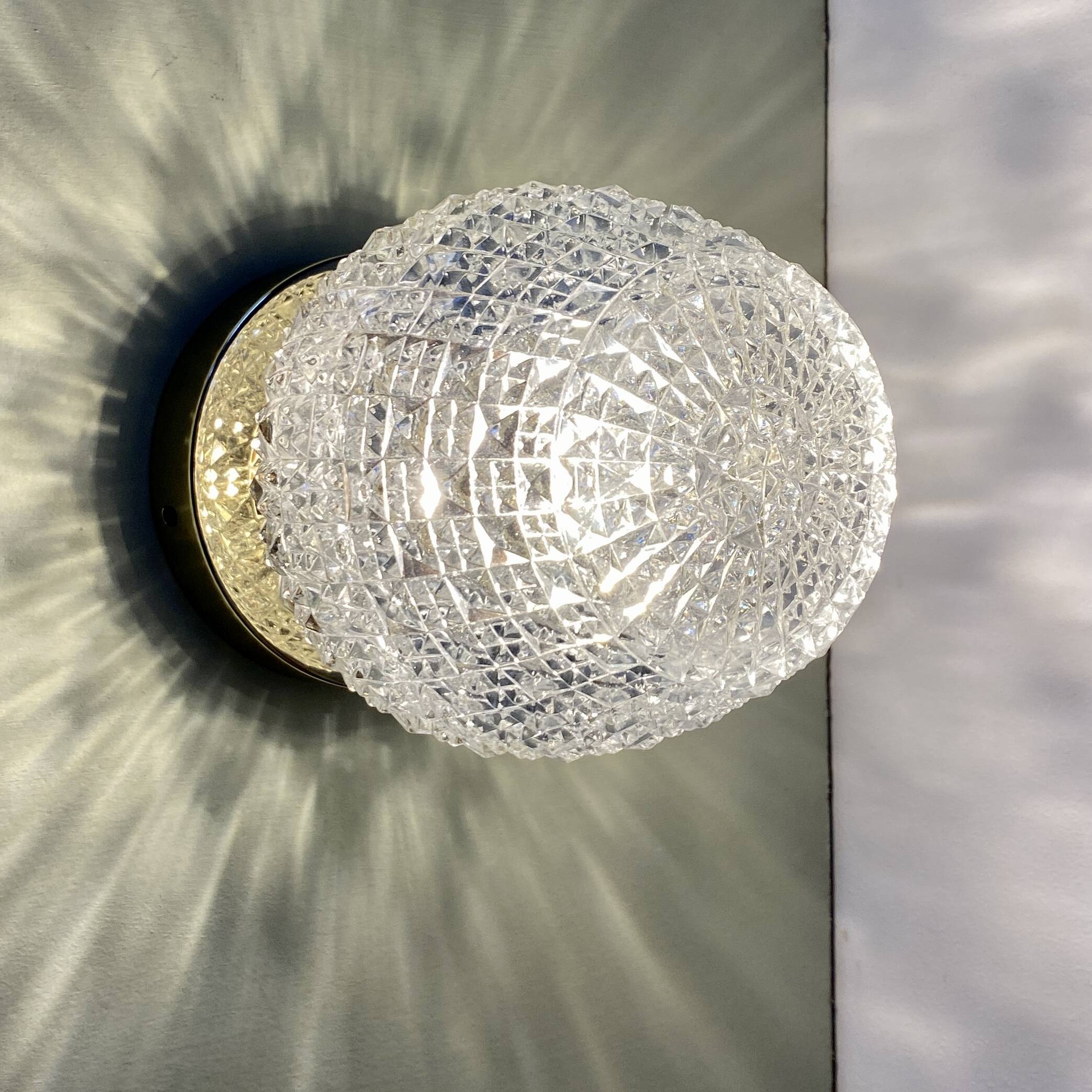 Vintage glass globe wall or ceiling light with diamond point.