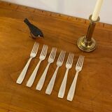 6 grandes fourchettes en métal argenté vintage 1960