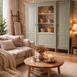 Bronze green display cabinet bookshelf