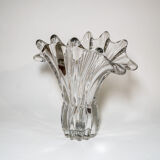 Transparent vintage corolla vase in woven Italian crystal, 50s