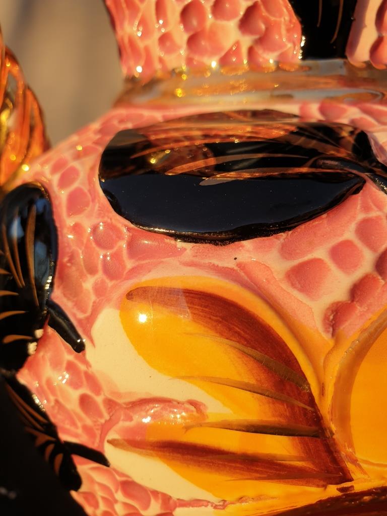 Vase Vallauris 1950 rose noir et jaune