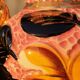 Vase Vallauris 1950 rose noir et jaune
