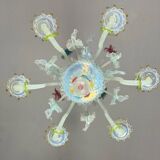 Multi-Colored Murano Glass Venetian Chandelier, Six Light Arms, Circa 1900