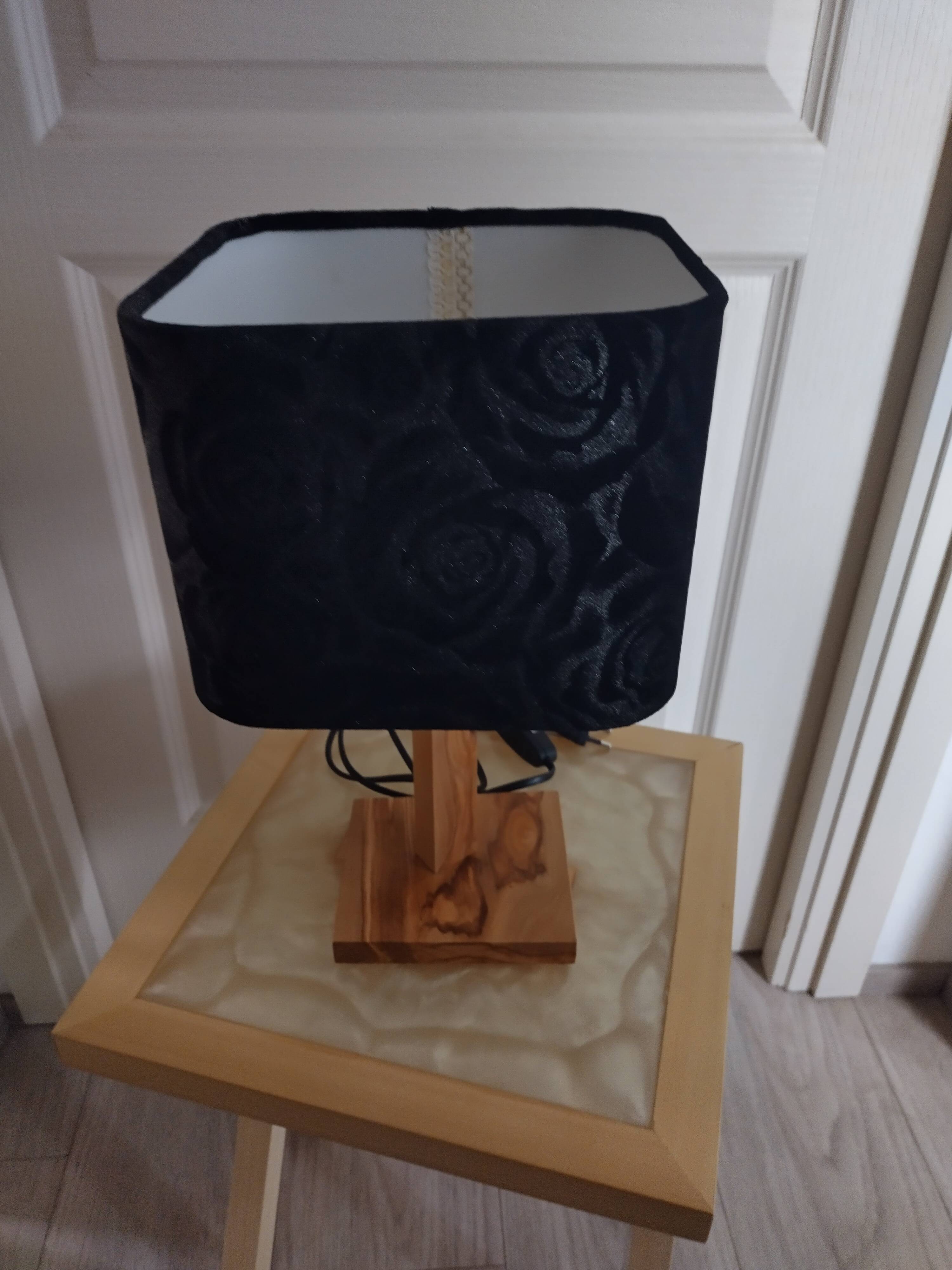 Handcrafted olive wood lamp