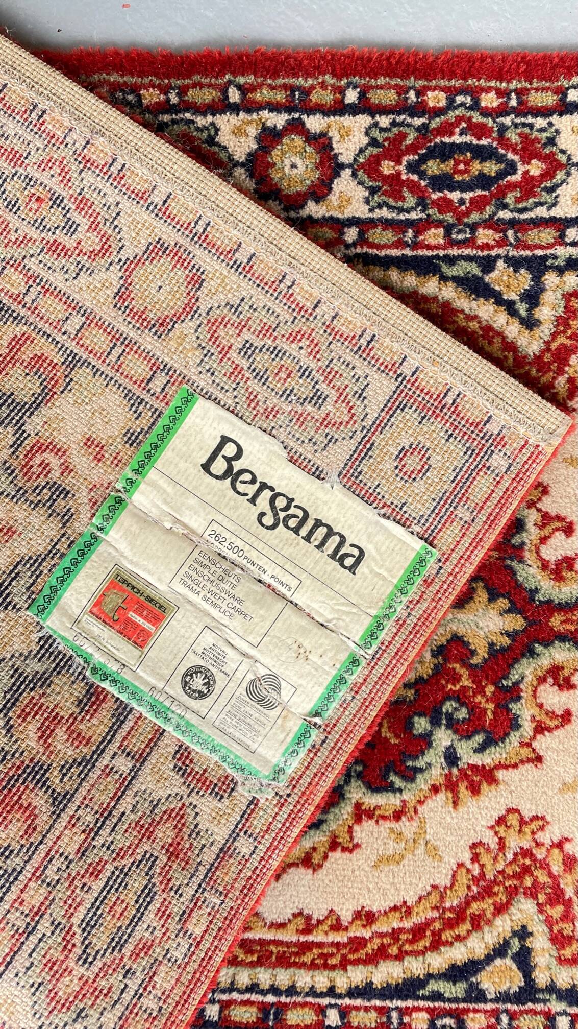 Carpet rug seal pure wool vintage