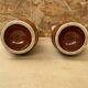 Pair Antique Brown Ceramic Barrel Shaped Pitchers Vintage