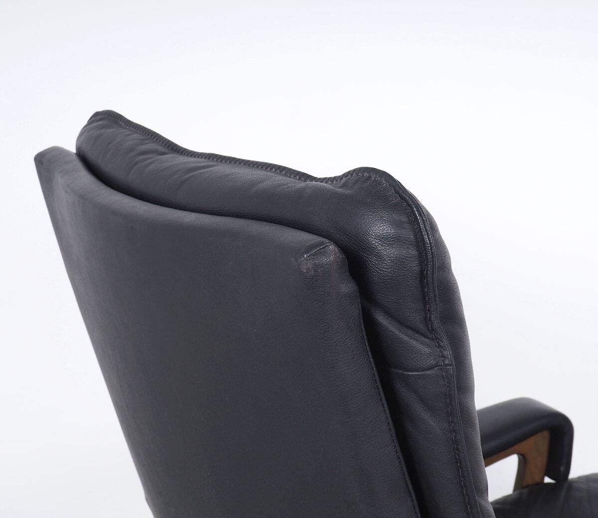 Black Leather King Chair by André Vandenbeuck for Strässle, 1960s