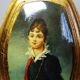 Small vintage Venetian oil on wood convex medallion portrait.