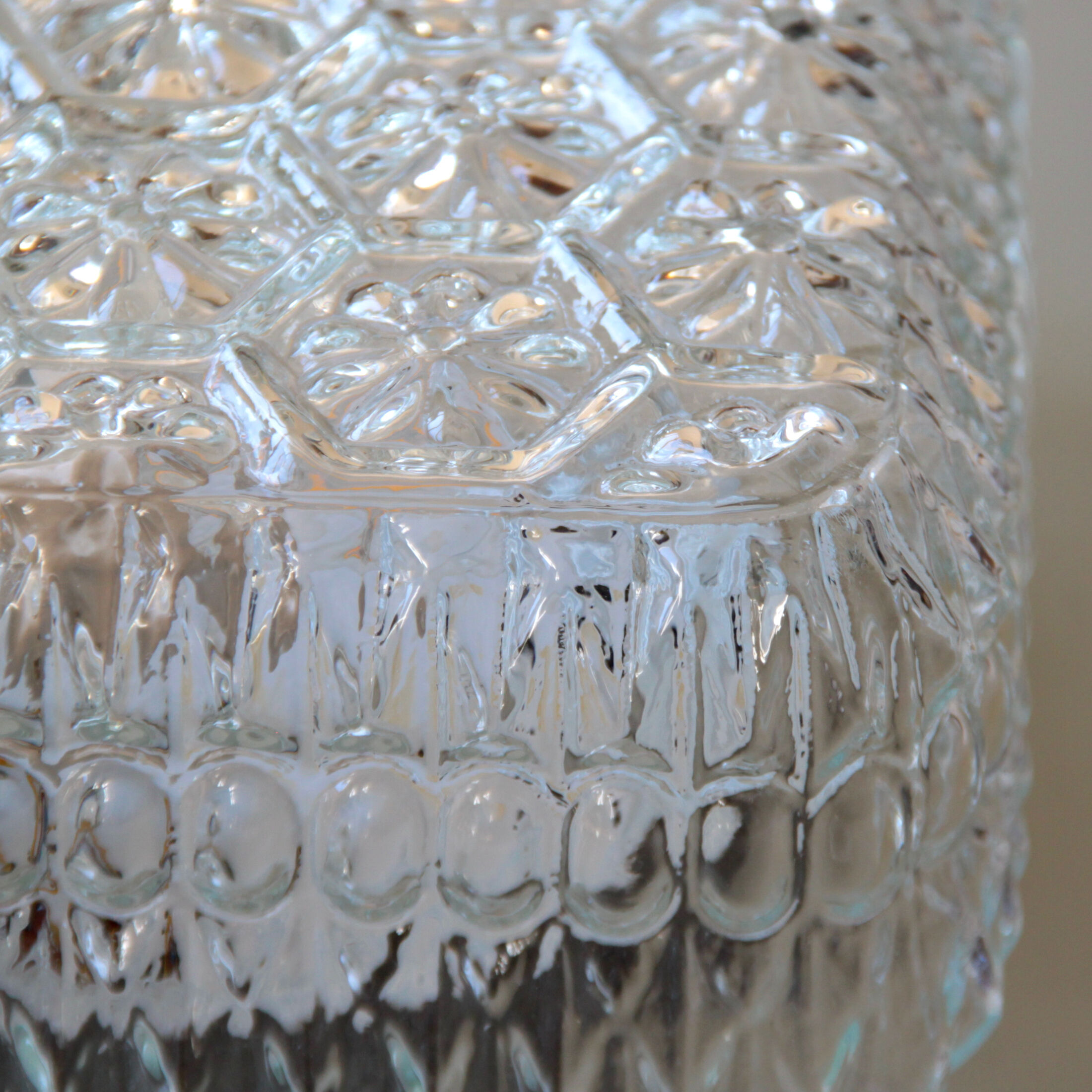 Wall lamp square ceiling lamp in minimalist glass 1970 1980 seventies eighties luminaire