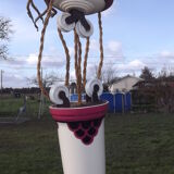 Chandelier up and down earthenware and Opaline