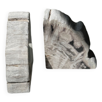 White petrified wood bookend L29 H16 P6
