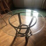 Glass and rattan table