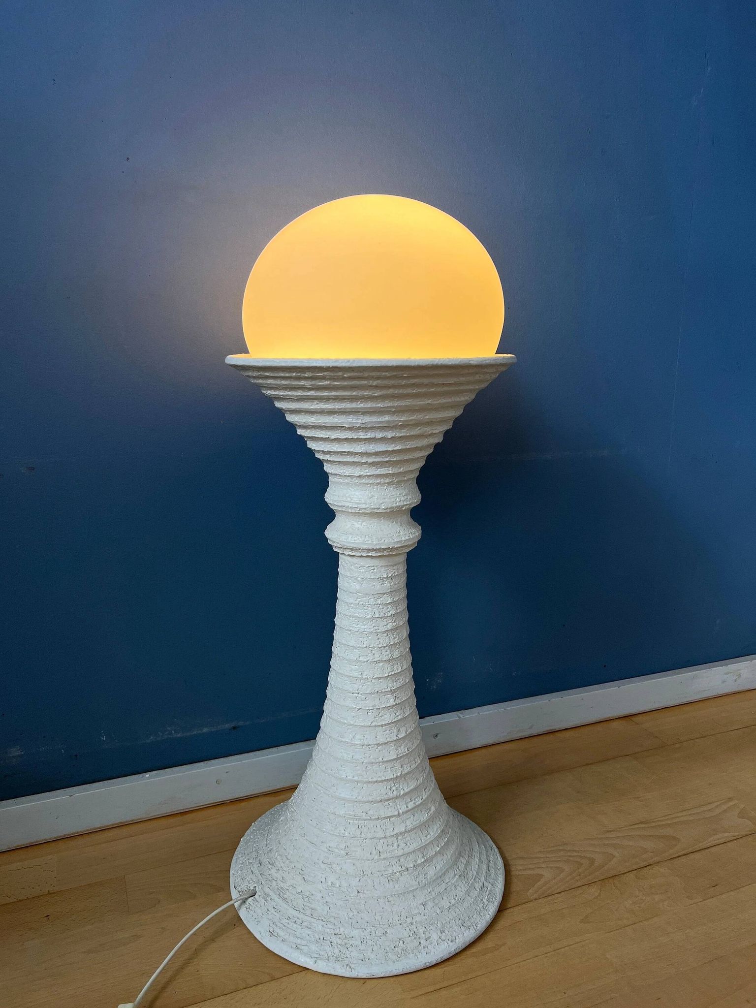 White ceramic floor lamp Mid-Century Space Age by Doria Leuchten