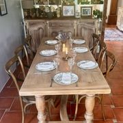Large Restored Solid Oak Dining Table – Whitewashed Finish