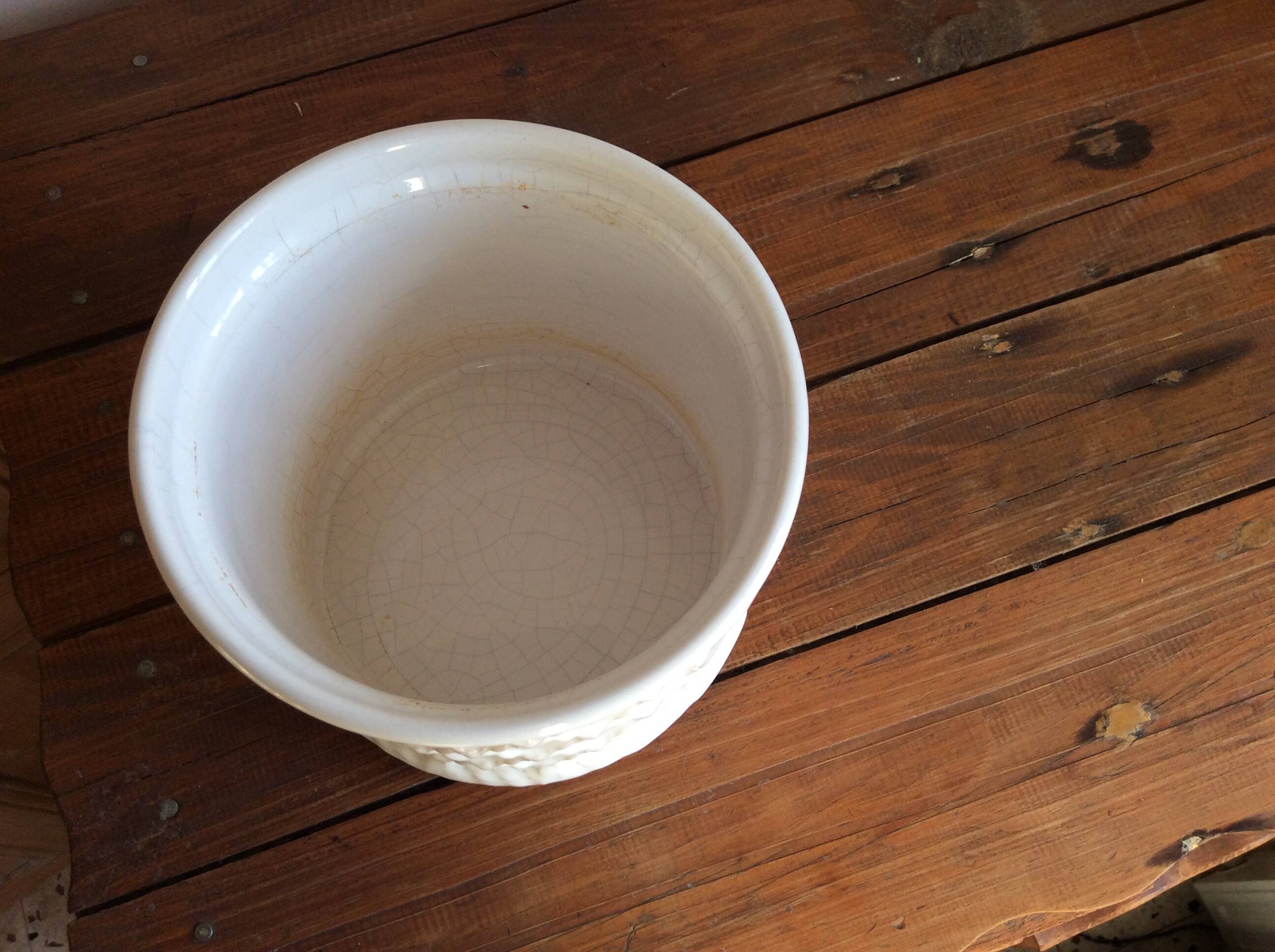 White earthenware planter