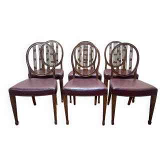 Suite de 6 chaises de style Louis XVI bordeaux