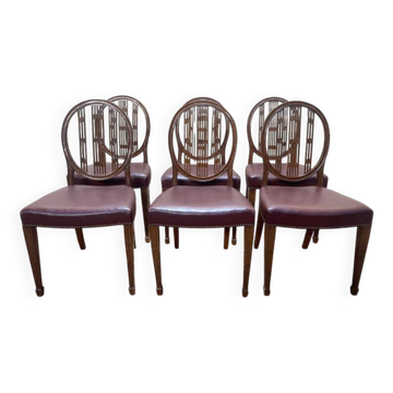 Suite de 6 chaises de style Louis XVI bordeaux